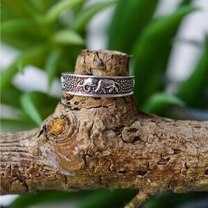Elephants Walking Sterling Silver 925 Adjustable Toe or Pinky Ring